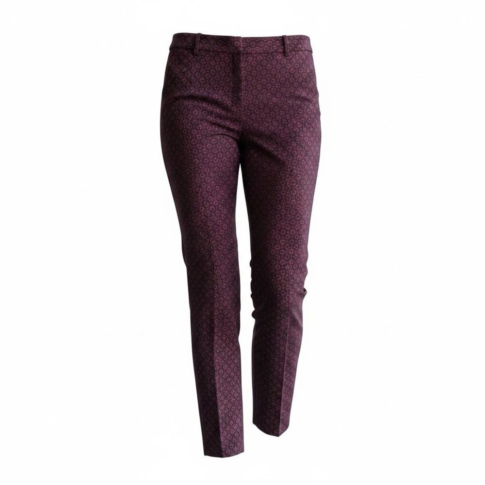 Brooks Brothers Women’s Pants 10 Navy Red Natalie Geometric Preppy Office Ankle